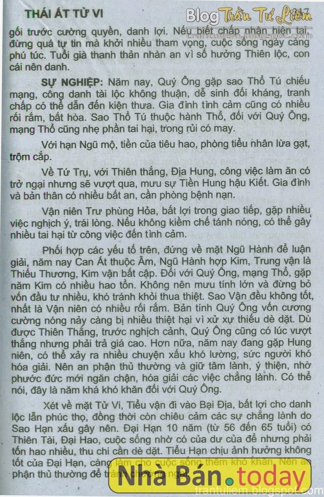 TỬ VI TUỔI CANH TÝ 1960 NĂM 2015