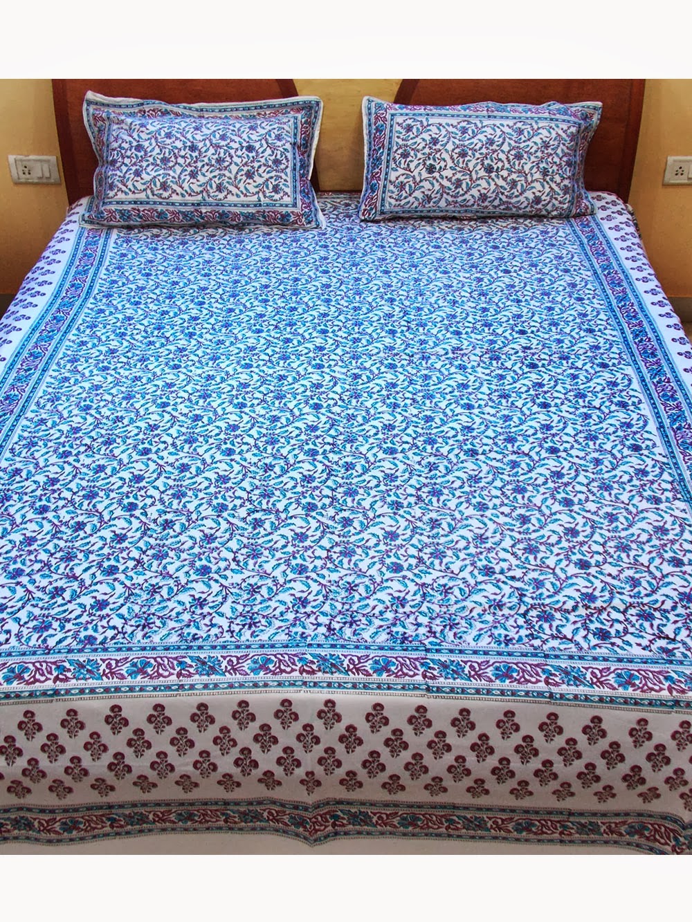 Handemade Sanganeri Bed Sheets Coverlets Bedspread Ethnic Handmade