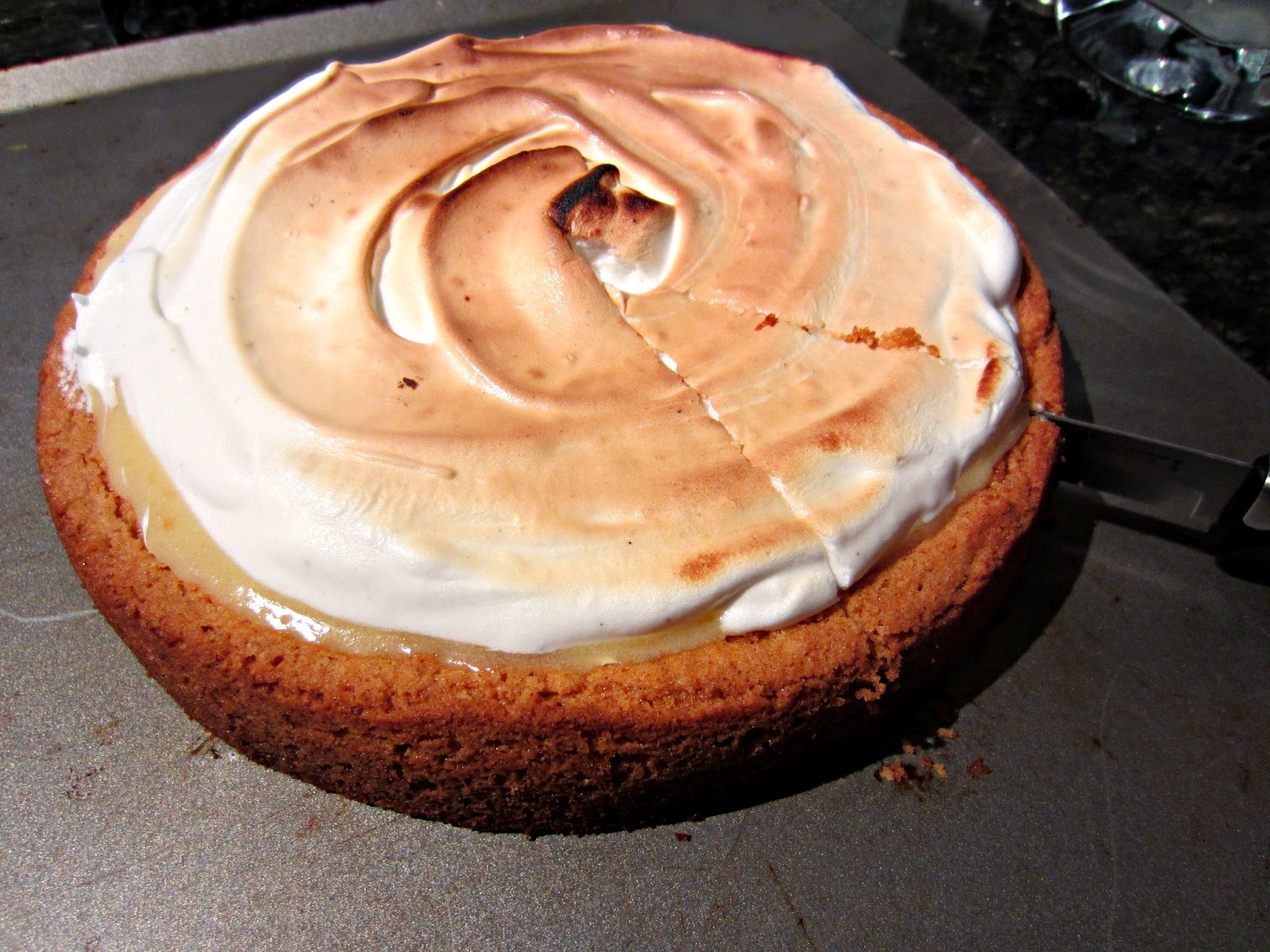 Bourbon and Bleu grapefruit meringue tart