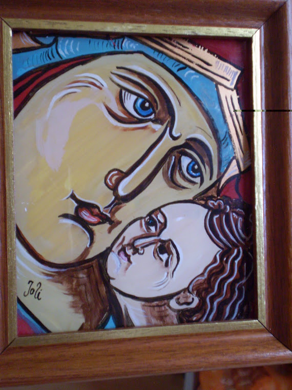 icon, The Virgin small2,  hand painting, oil on glass,