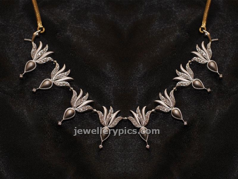 jewelry Simple Diamond necklace designs in bhima jewellers