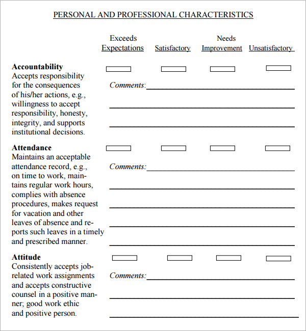 employee evaluation template free