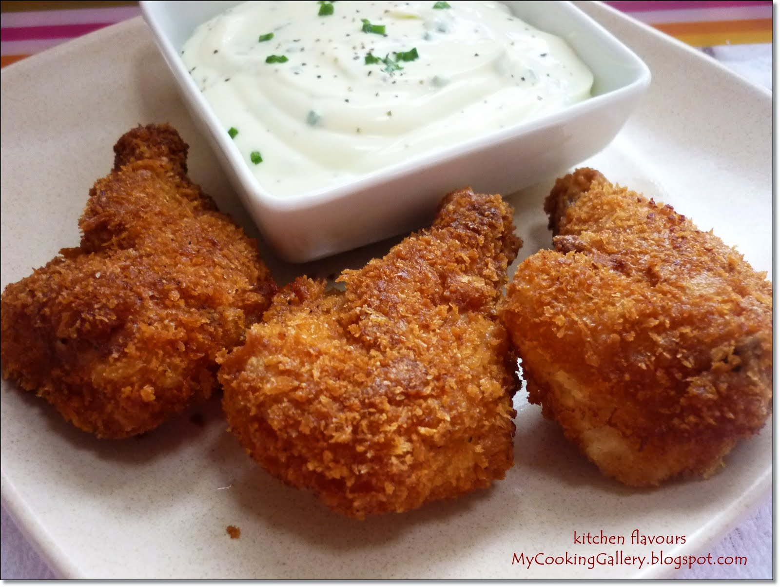 kitchen flavours Fried Chicken Drummettes with Mayonnaise Chives Dip