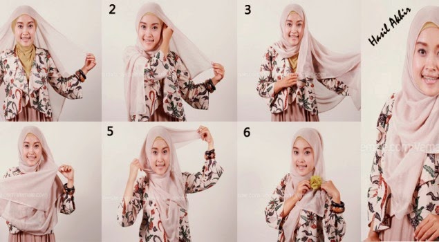 cara pakai jilbab pasmina kaos lagi trend