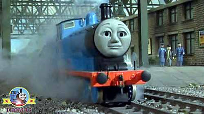 Thomas and friends Edward the great railway blue train engine set off slow steady out the station