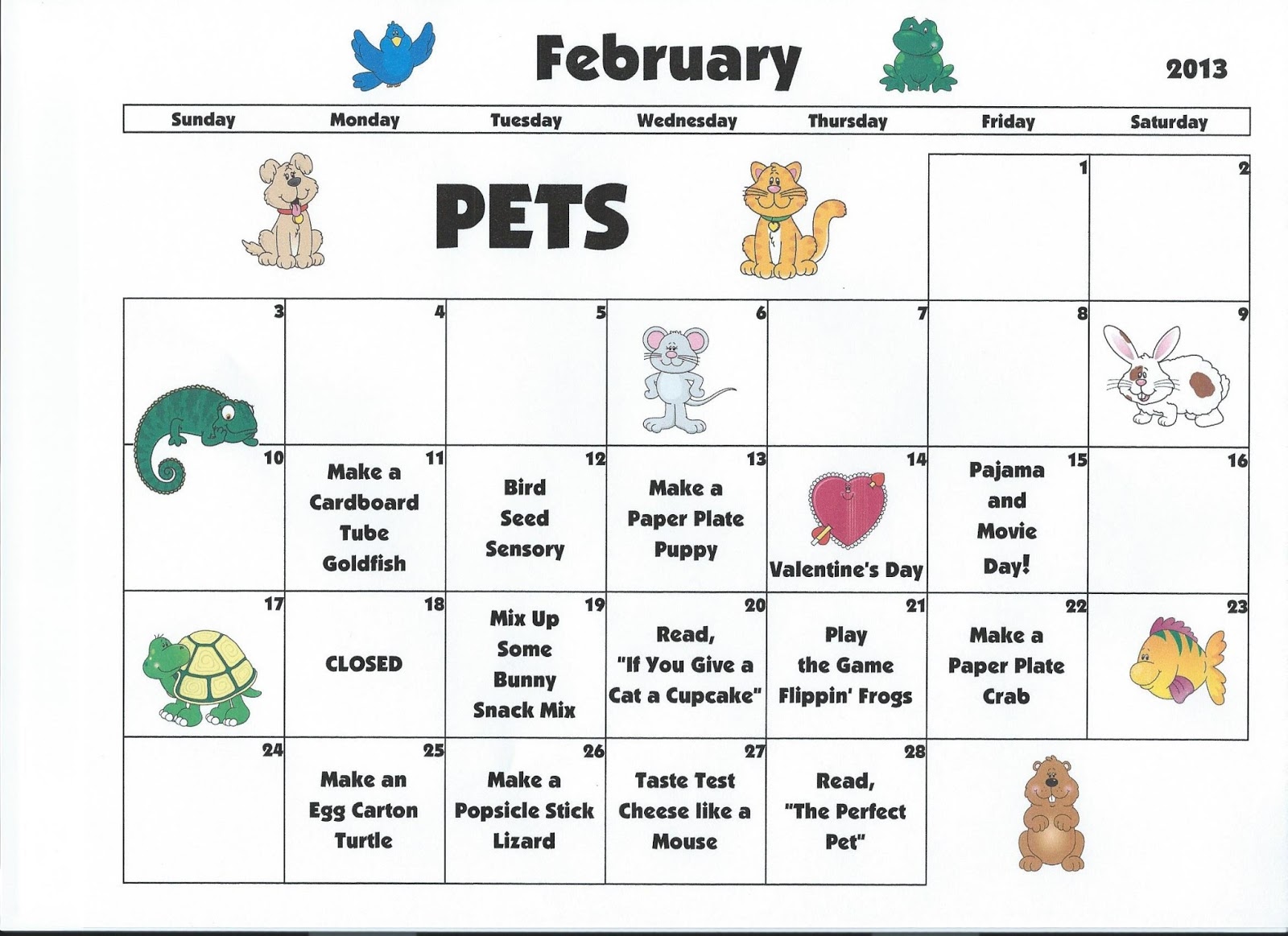 February Day Chart