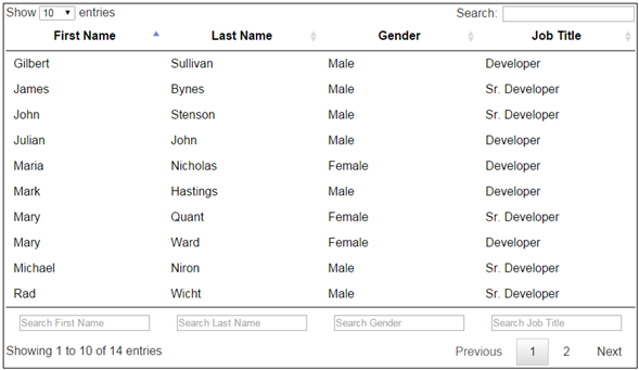 jQuery datatables individual column search