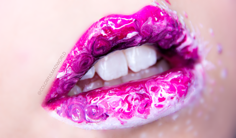 lipart, lip art, rose quartz, rainbow quartz, rose quartz gem, kamień różany kwarc, kamień różowy kwarc, makijaż ust, kolorowy makijaż ust, anastasia beverly hills liquid lipstick, diy liquid lipstick, lapis lazuli make-up, jasper make-up, lapis lazuli cosplay, malachite cosplay, steven universe, su, ,colorful editorial make-up, make-up trends 2015/2016, makijażowe trendy 2015/2016, sezon lato/jesień, blog makijażowy, blog o makijażu, sienia blog, kolorowy makijaż blog, colorful mad world, colorful mad world blog, Carmex, Lovely Waterproof Top Coat, Inglot pigment 214, Makeup Geek cień Simply Marlena ,Sephora Color My Life Palette , biała farba do ciała