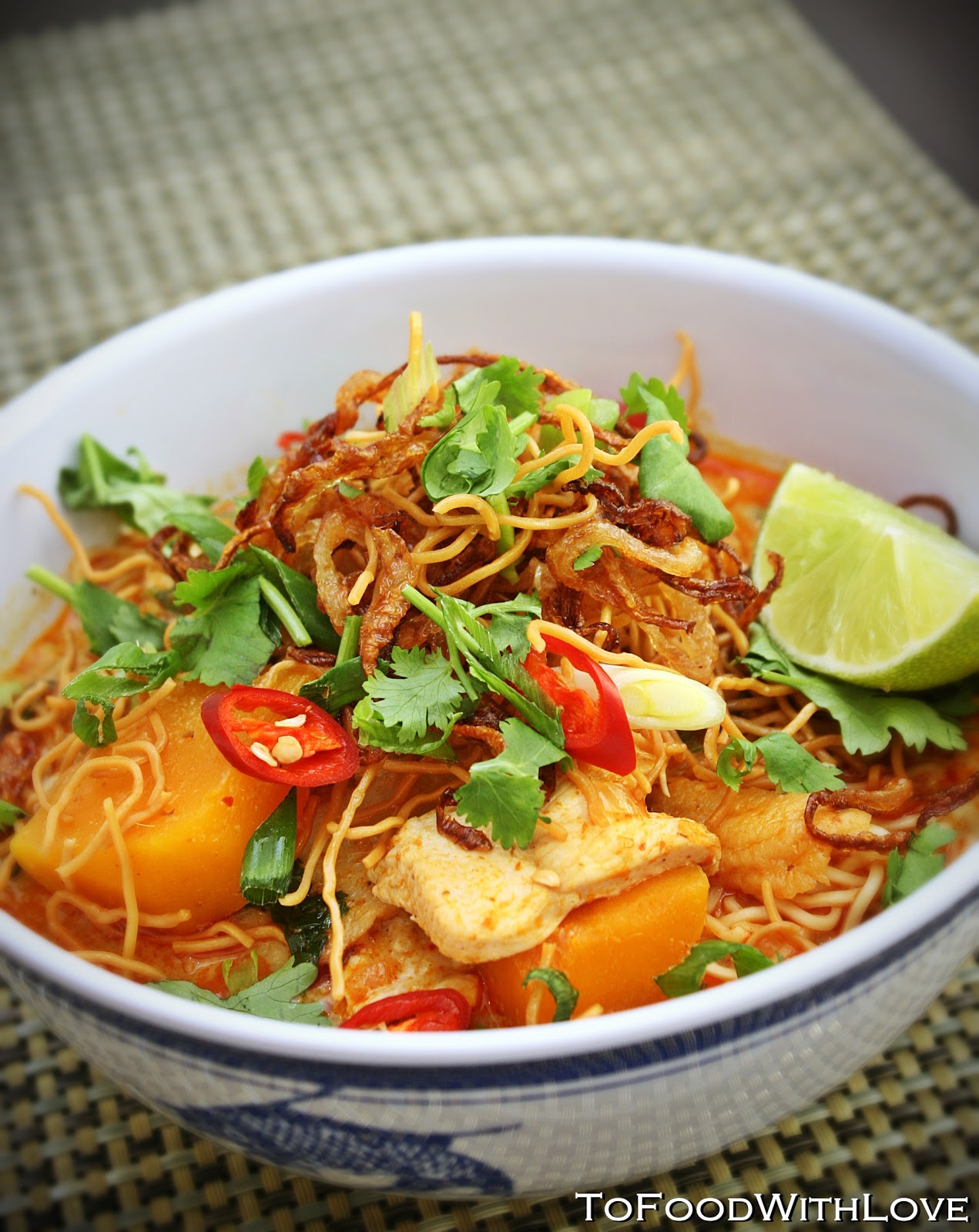 To Food with Love Thai Red Curry Noodles with Chicken and Pumpkin