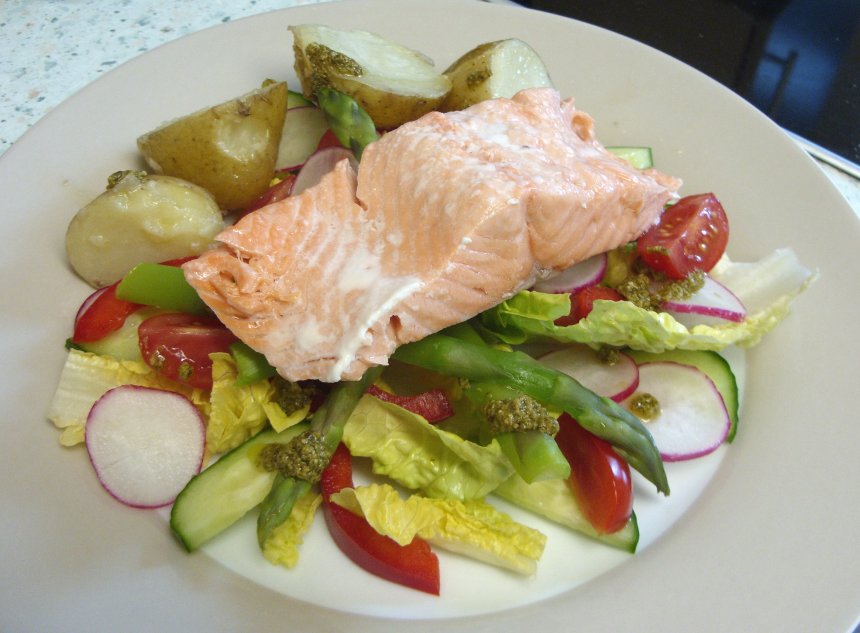 Jenny Eatwell's Rhubarb & Ginger Salmon & Asparagus Salad