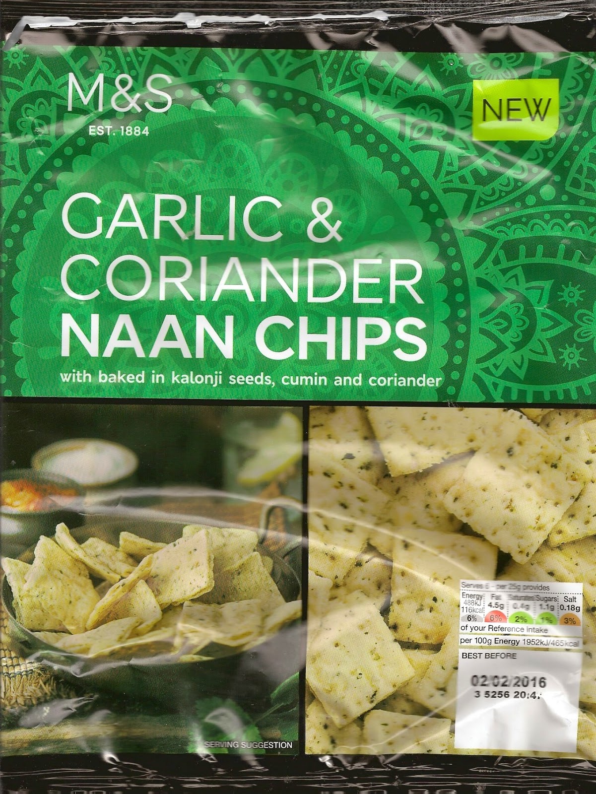 Cheeseburger Crisps & Other Stories M&S Garlic & Coriander Naan Chips
