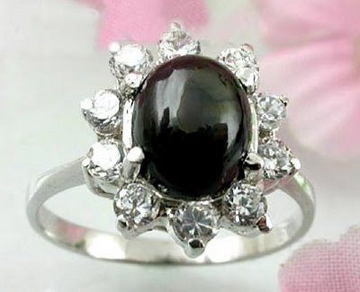 Black Stone Cubic Zirconia  Engagement Rings