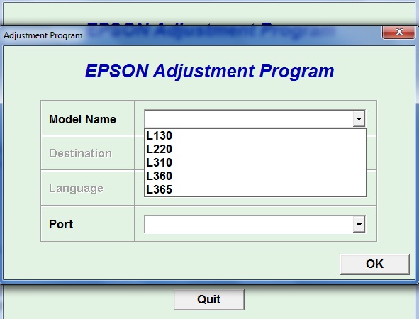 Epson Adjustment Program L100 Parts List