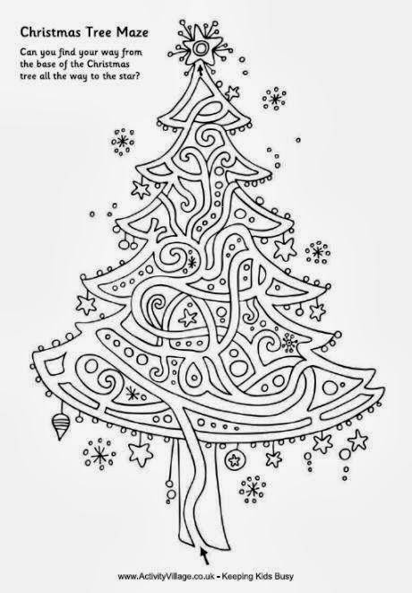 5 Christmas Tree Mazes Printable for Kids