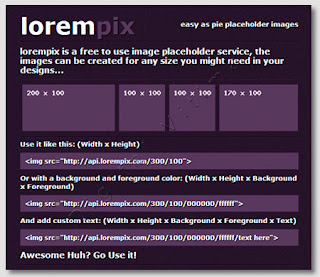 LoremPix - Reservar espaço para imagens layout websites.