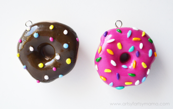 Polymer Clay Donut Jewelry at artsyfartsymama.com