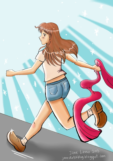 Dibujo de chica corriendo