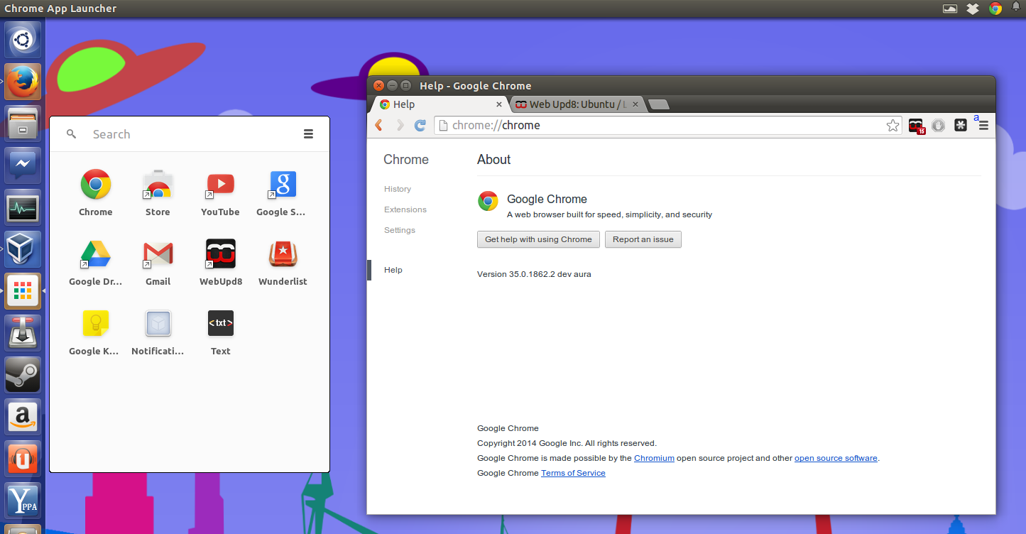 Google Chrome Unstable 35 Aura Ubuntu