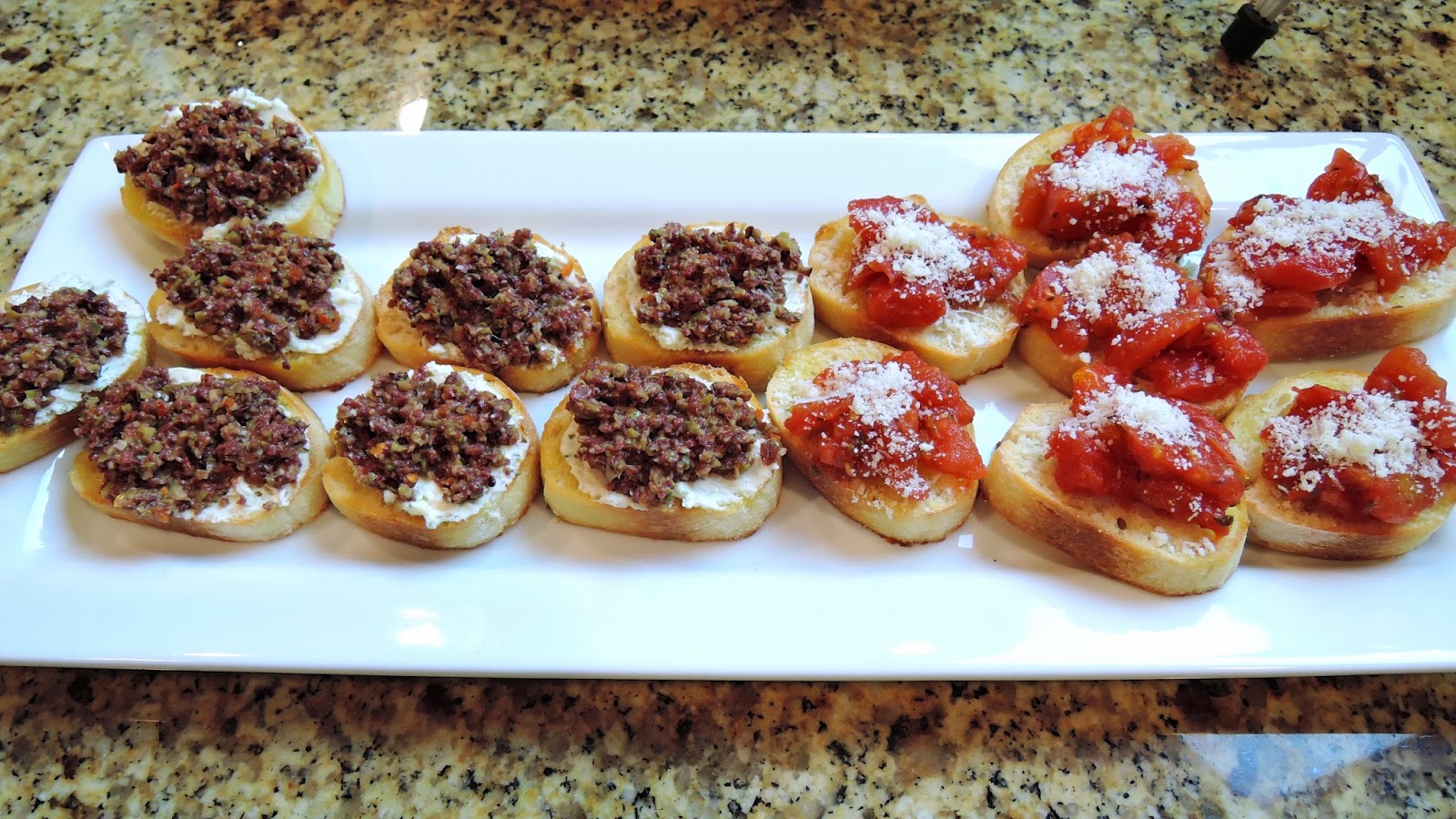  Olive Cheese Crostini & Easy Tomato Bruschetta