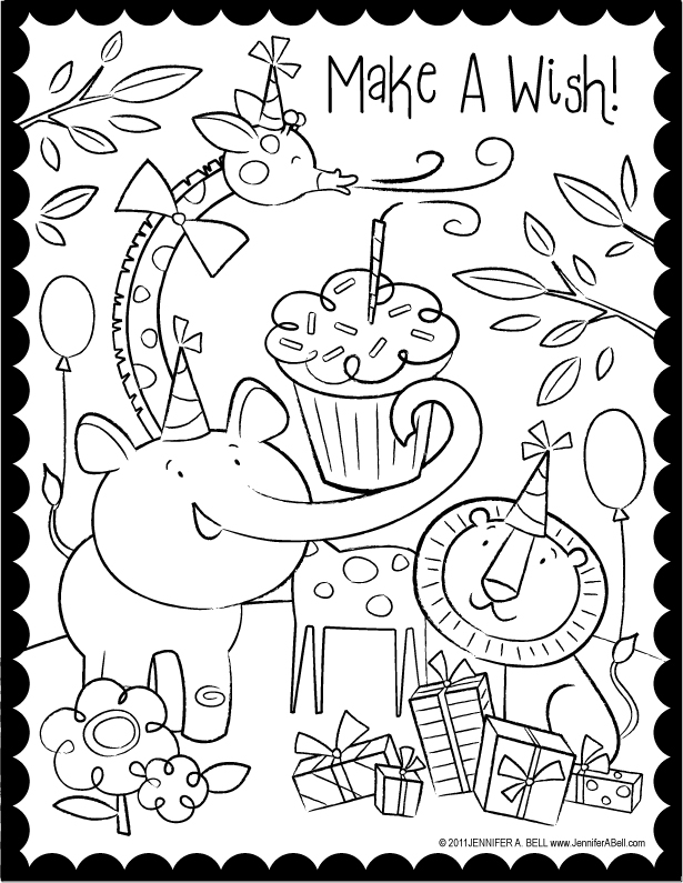 Coloring Page World: Happy Birthday Coloring Pages! (Portrait)