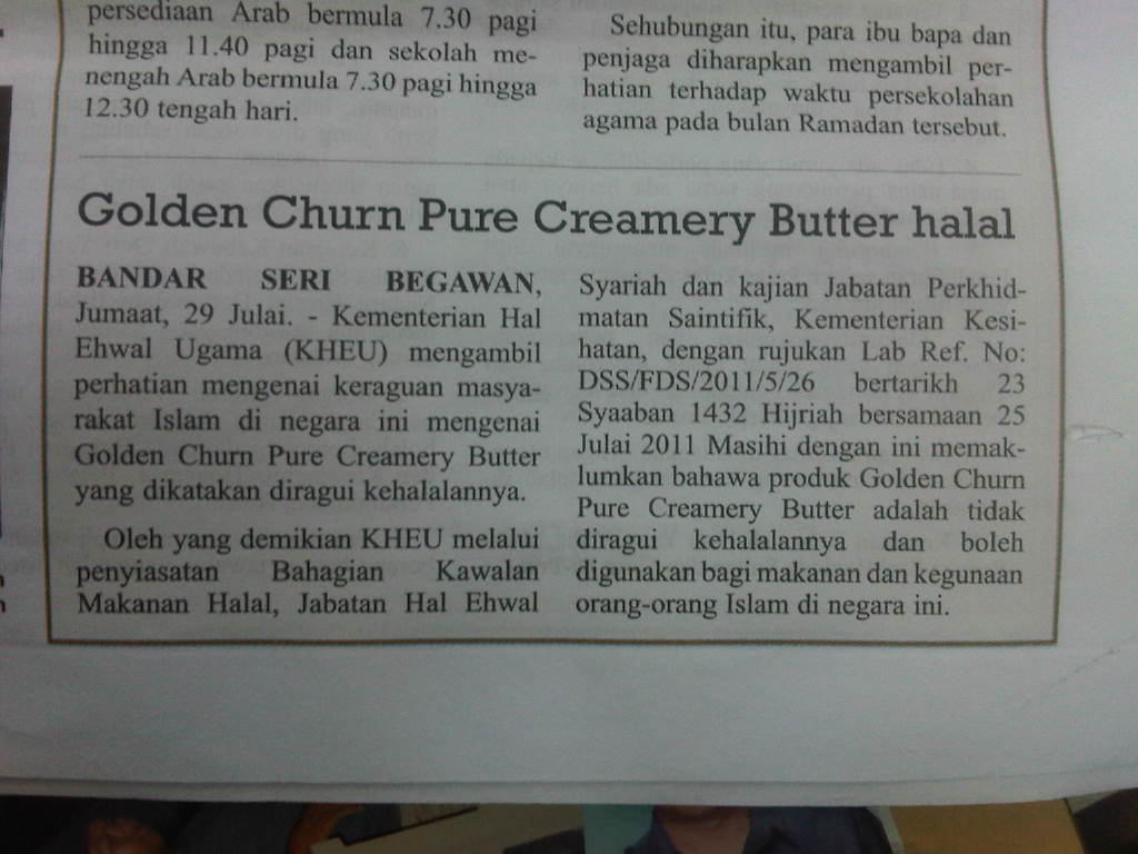 A mom's blog Golden Churn Creamery Butter Halal in Brunei Haram in