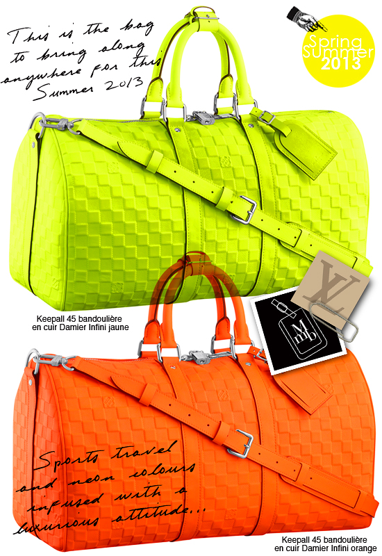 LOUIS VUITTON bag RUNWAY Damier Infini Keepall 45 Bandouliere Neon Orange  NWT