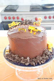 construction machine cake with oreo cookie dirt