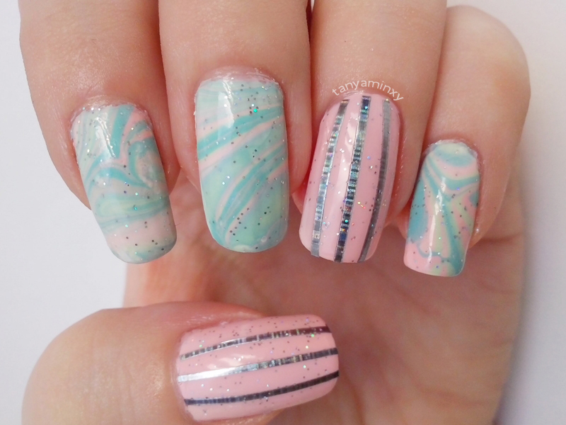 Matching Manicures: Water Marble Nails Pastel Water Marble Nails Nail Art Nail Designs Striping Tape Nails