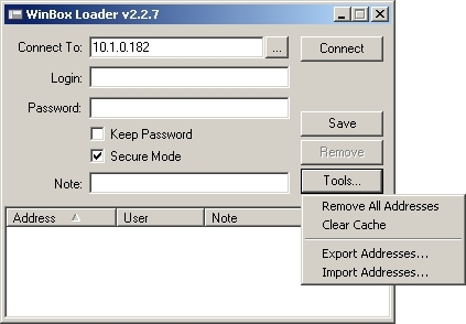 The Winbox Console of the