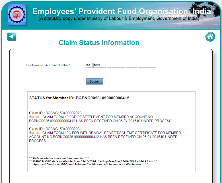 Provident Fund Form No 10C 19