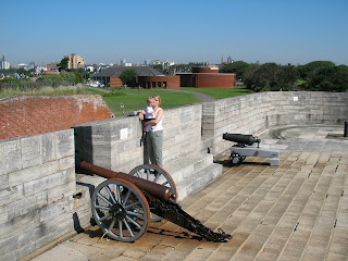 cannons on roof of king henry 8ths castle southsea