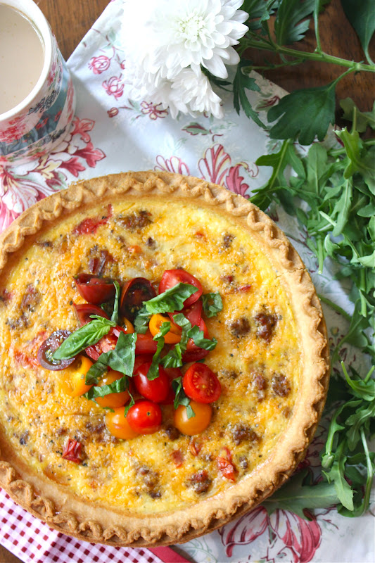 ValSoCal Spicy Sausage, Peppers and Onion Quiche