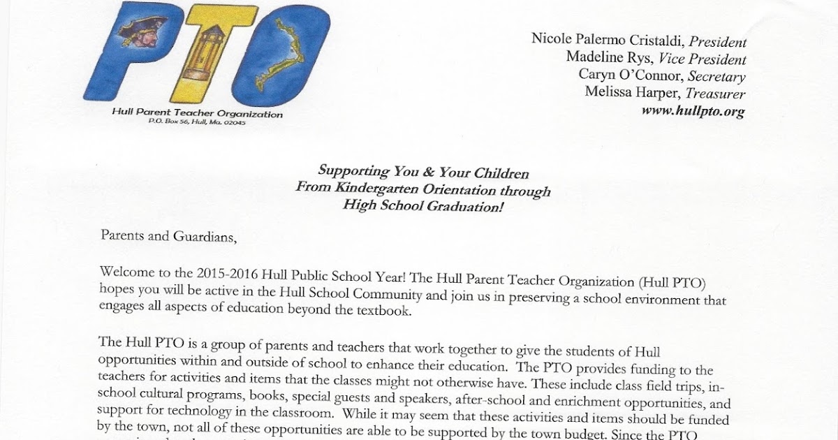The Hull High School Blog: Letter from the PTO