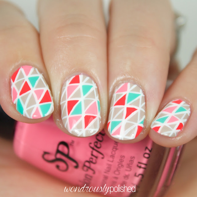 neon geometric nail art