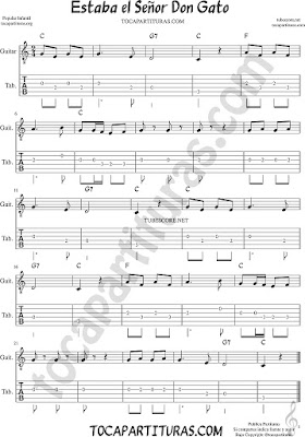 Tubescore Estaba el Señor Don Gato Tab Sheet Music for Guitar Popular Music