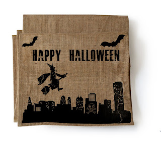  Natural burlap spooky Halloween table runner from AmoreBeuate