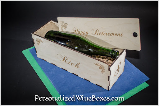 wood wine box, wine gift, retirement gift