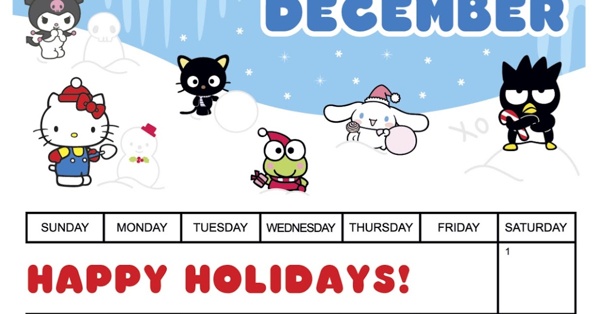 I love Kawaii Sanrio 2012 December Calendar