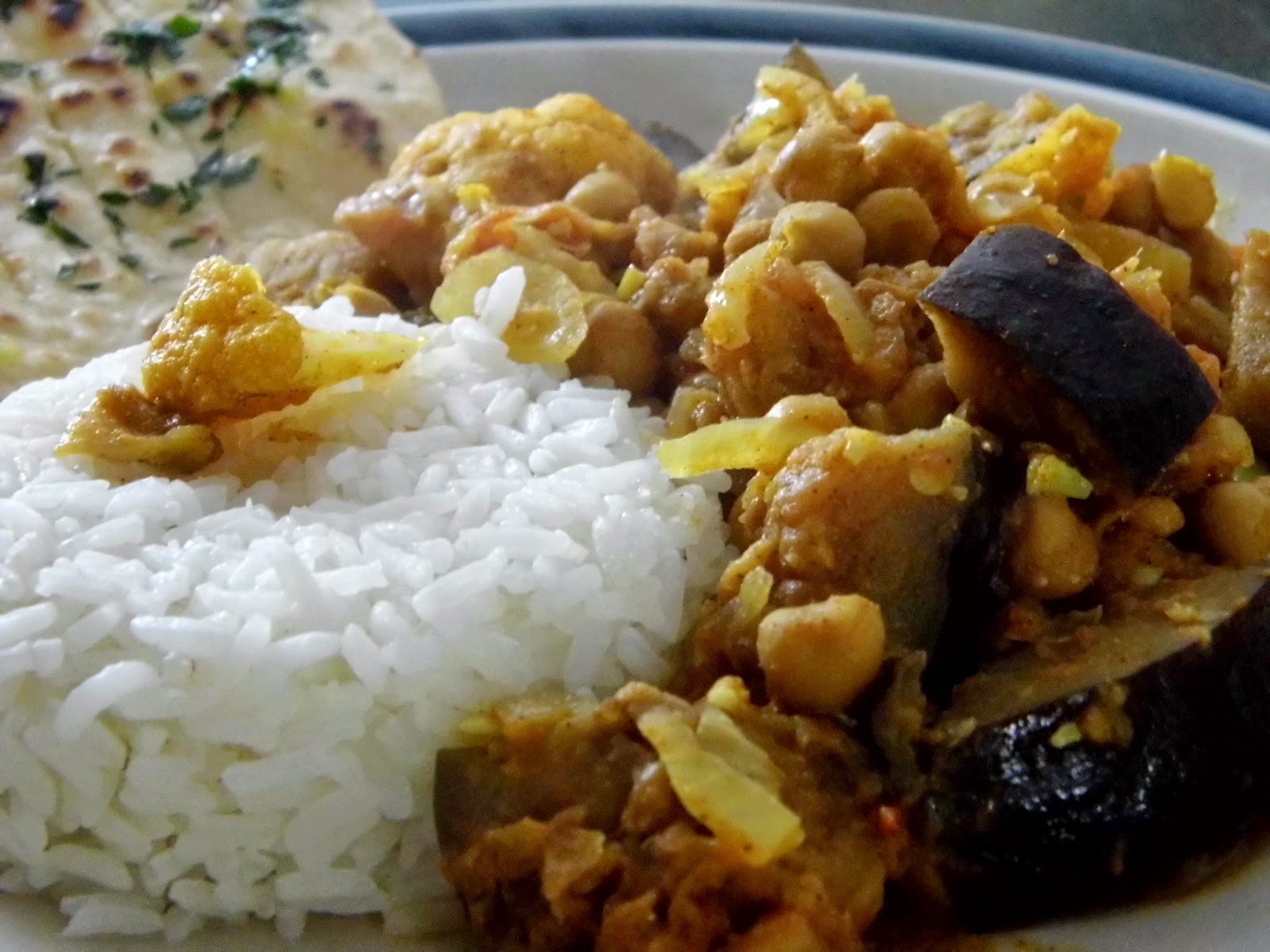 One Mother Hen Eggplant and chickpea curry