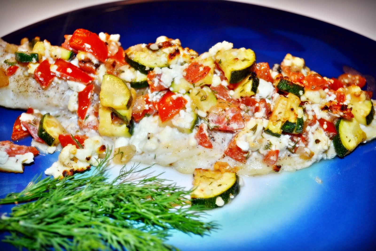 Recipe For Our Days Baked Haddock with Zucchini, Tomato, Dill and Feta