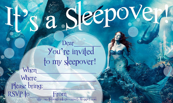 Sleep Over Party Invitations Mermaid Photo