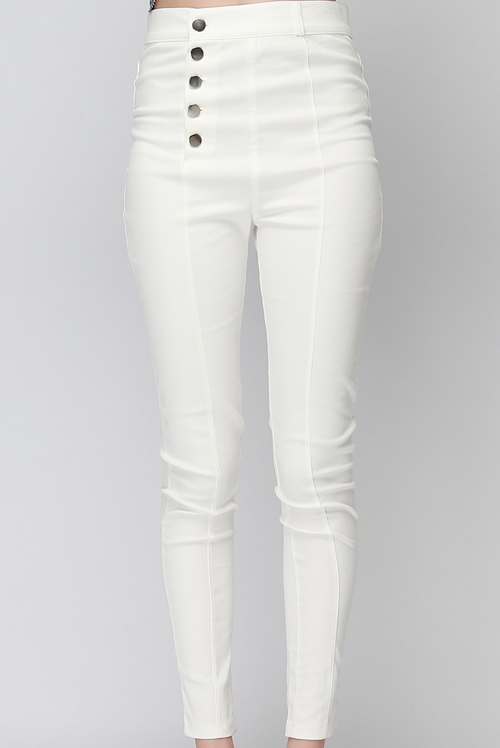 High Waisted Button Up Skinny Jeans