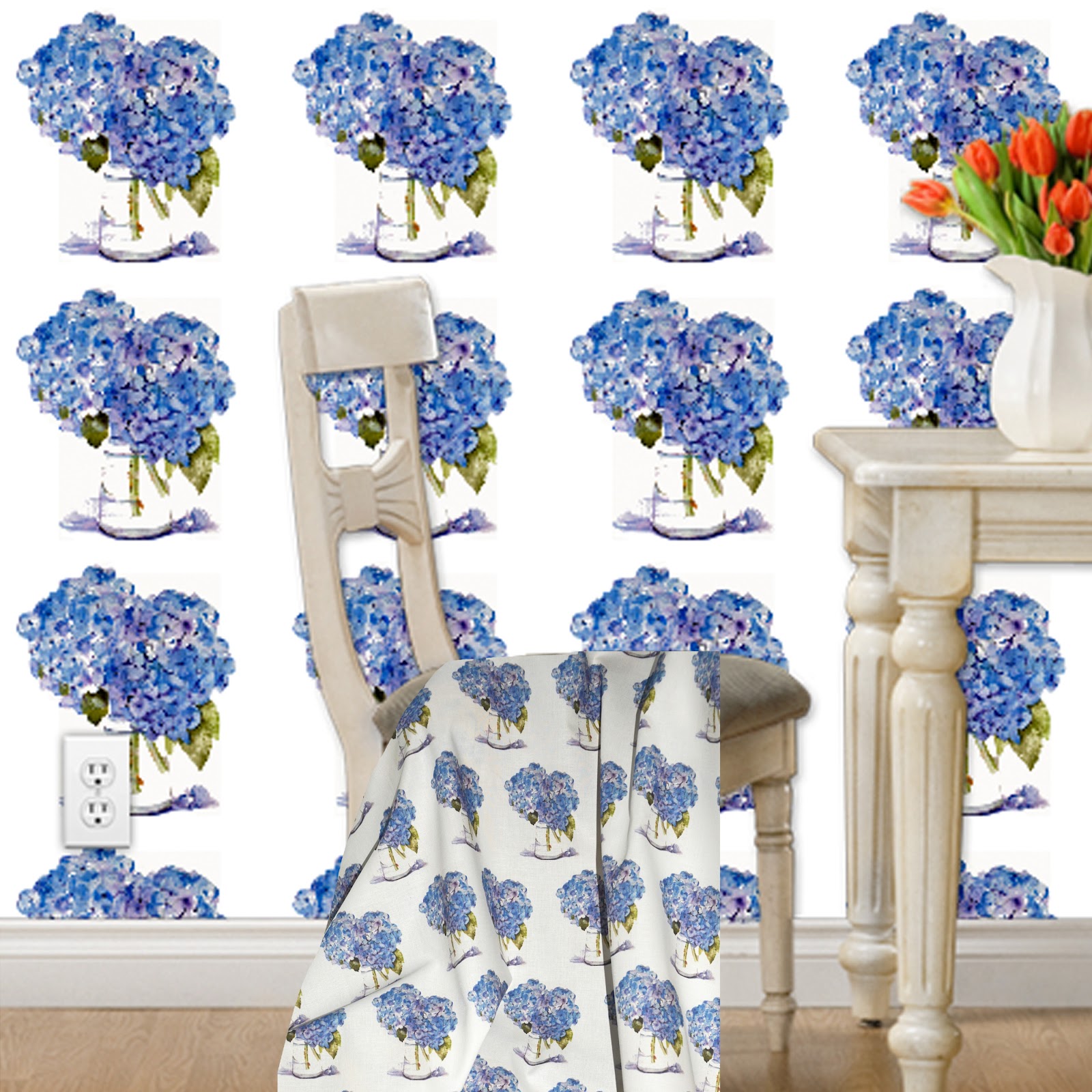 French Script Fabrics Fabric, Wallpaper and Wall Art Decals