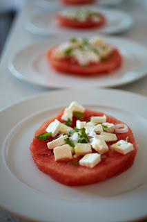 watermelon with feta cheese and mint