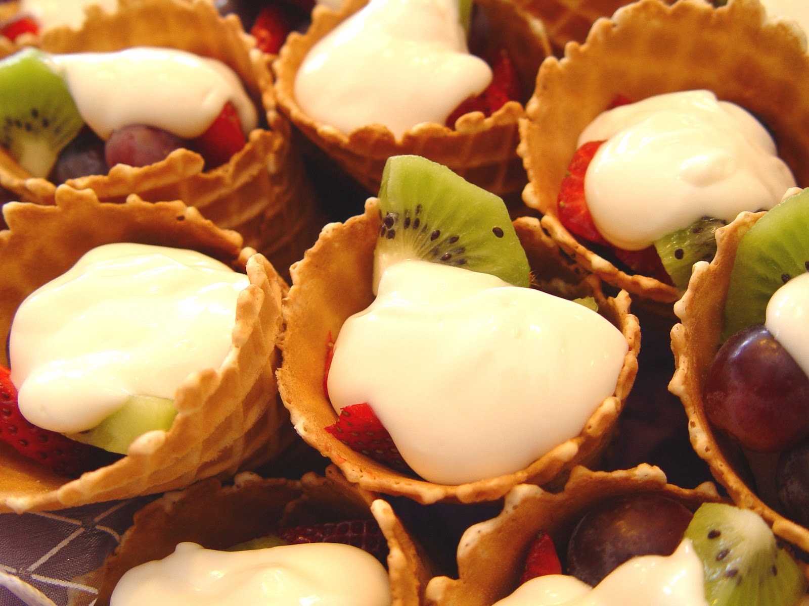 Waffle Cone Fruit Cup with Vanilla Cream Jamie Cooks It Up