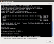 . one terminal window, like my output here from today in Ubuntu Lucid: (synaptic terminal)
