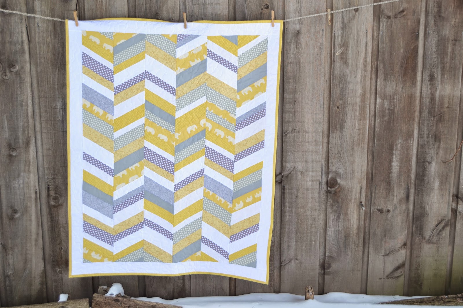 Twelve Bees Handmade Modern herringbone baby quilt