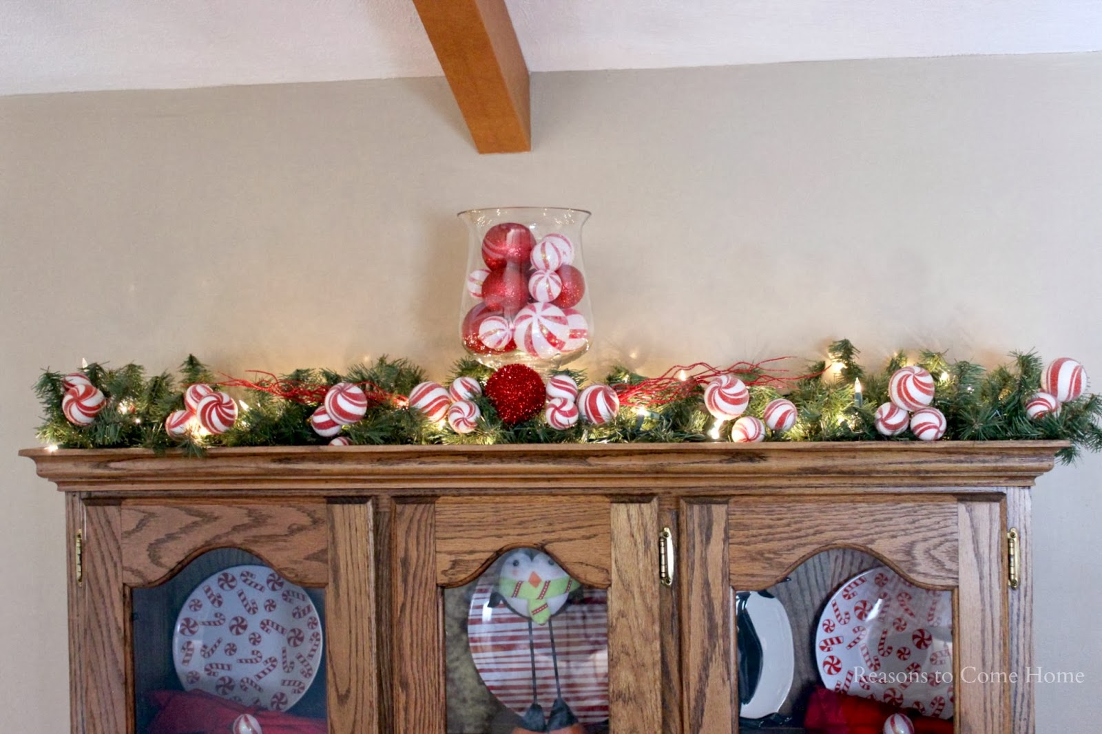 Christmas china cabinet decorating Christmas Home Tour