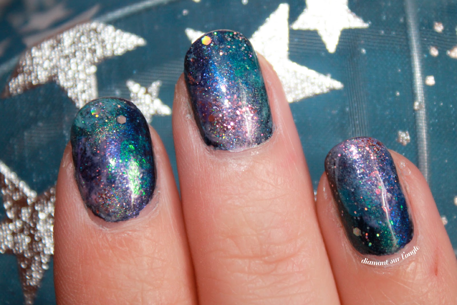 diamant sur l'ongle ☄Galaxy Nails sur mes ongles