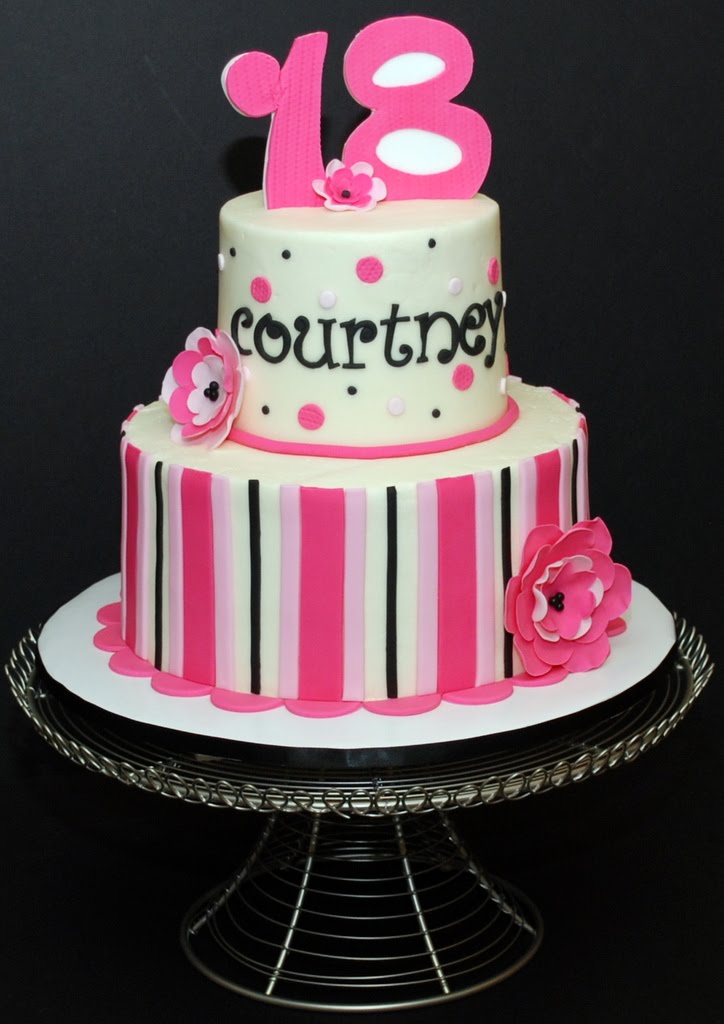 The Bakery Next Door: Pink Black & White Birthday Cake